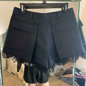 Self portrait blue shorts with lace